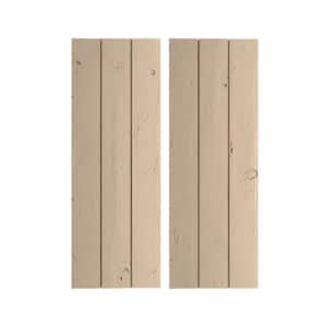 16.5 in. x 34 in. Timberthane Polyurethane 3-Board Joined Knotty Pine Faux Wood Board-n-Batten Shutters, No Batten Pair