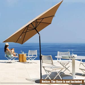 6 ft. x 9 ft. Patio Powder-coated Aluminium Pole Market Patio Umbrella in Brown