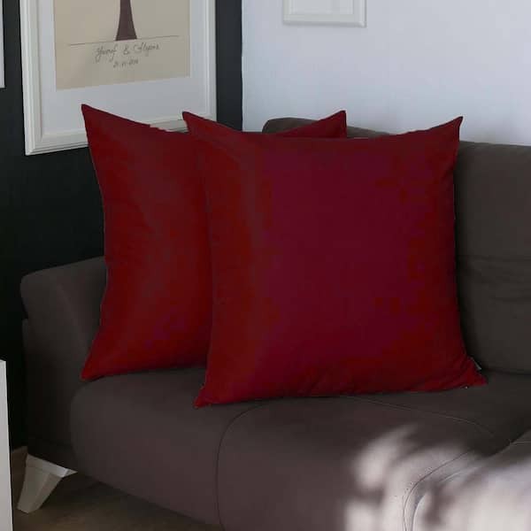 MIKE & Co. NEW YORK Honey Decorative Throw Pillow Cover Solid Color 26 in. x 26 in. Claret Red Square Euro Pillowcase Set of 2