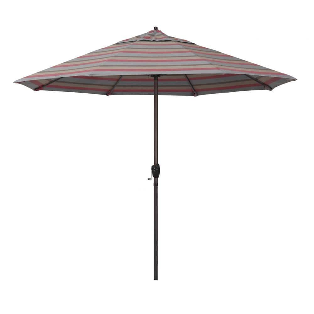 9 ft. Bronze Aluminum Market Auto-tilt Crank Lift Patio Umbrella in Gateway Blush Sunbrella price history on PriceWatchPro