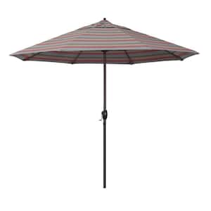 9 ft. Bronze Aluminum Market Auto-tilt Crank Lift Patio Umbrella in Gateway Blush Sunbrella