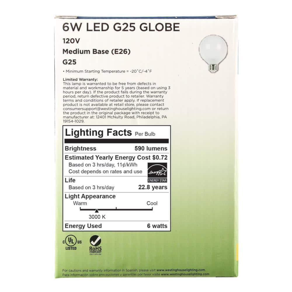 White Frosted Dimmable LED Globe Light Bulb
