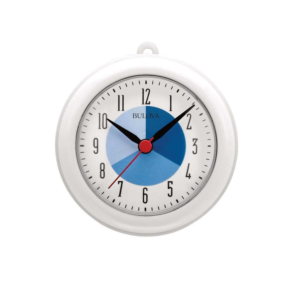 Bulova 4 in. H X 4 in. W Waterproof wall clock with suction, White -  C4883