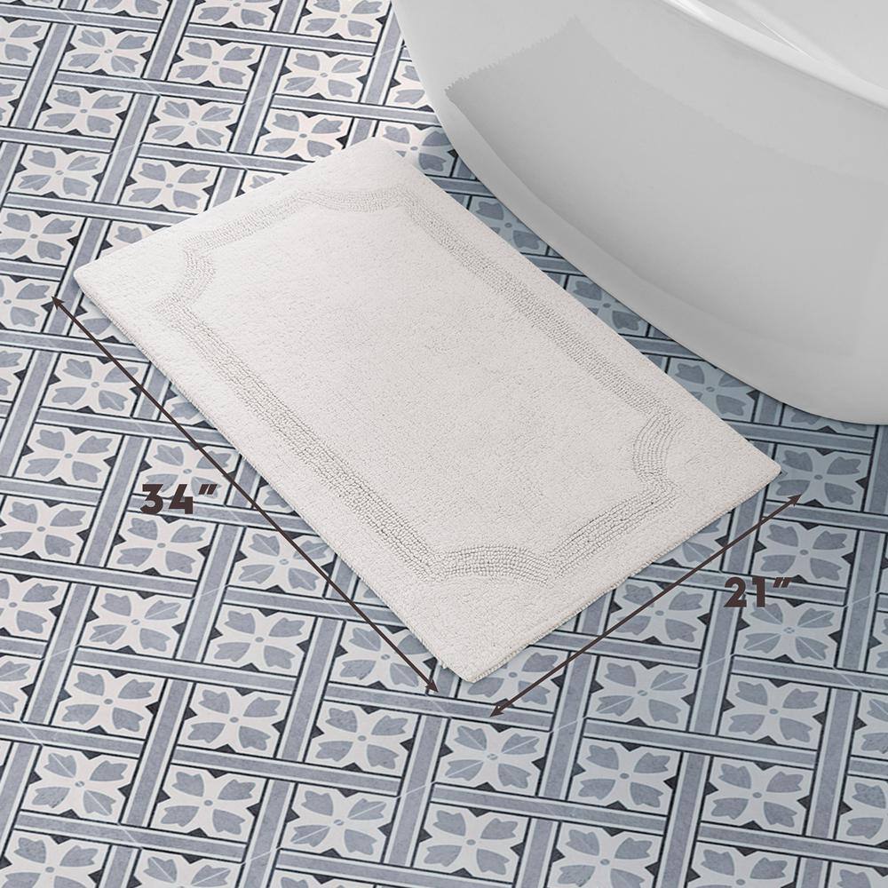 Ivory Reversible Cotton Bath Rug with Textured Design