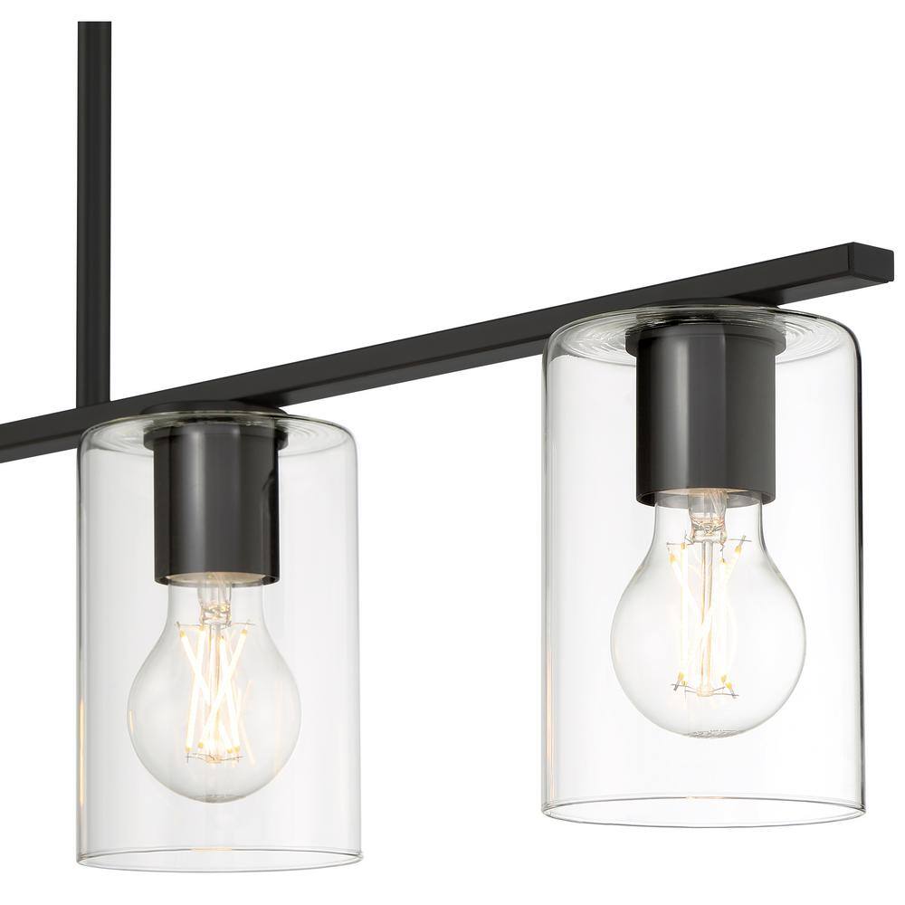 Matte Black Glass LED Globe Island Pendant Light