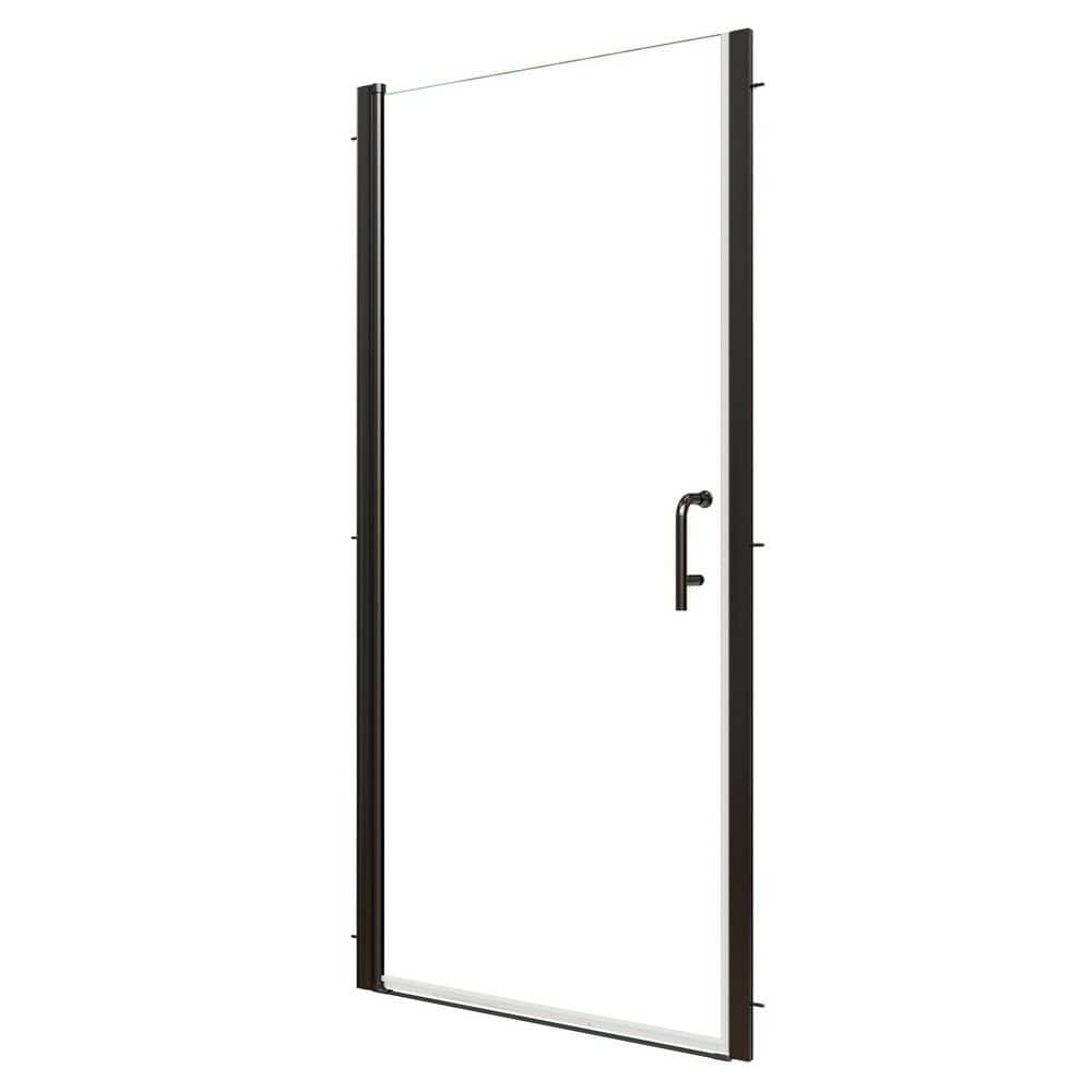 36 in. W x 72 in. H Pivot Semi-Frameless Shower Door in Black with 1/4 in. Clear Glass, 304 Stainless Steel Handle price history on PriceWatchPro