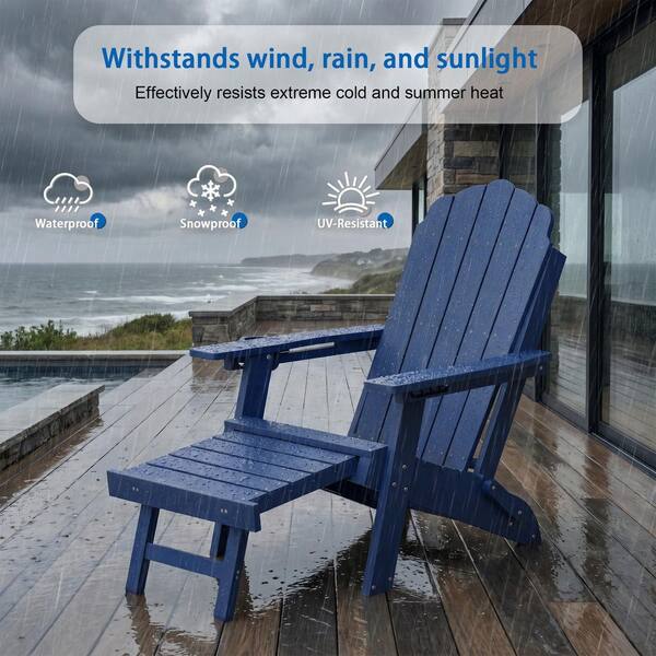 Bewood Outdoor Plastic Folding Adirondack Chair with Retractable