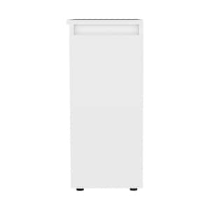 10" W x 20" D x 24" H. White Particle Board Bathroom Cabinet with Liftable Top and One Drawer