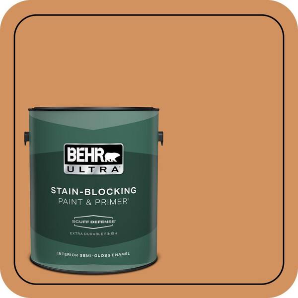 BEHR ULTRA 1 gal. #BIC-15 Golden Poppy Extra Durable Semi-Gloss Enamel Interior Paint & Primer