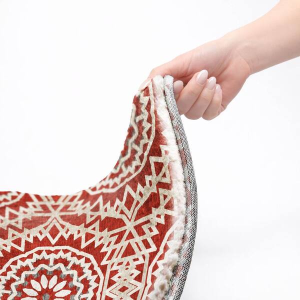 Dream Shag Premium Machine Washable Abstract ADS619 Red 2 ft. x 3 ft. Accent Rug