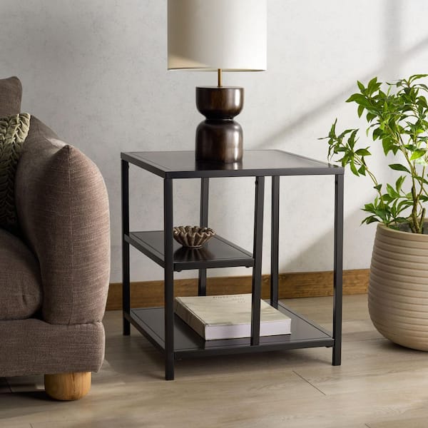 Hodge 20 in. Black Square Iron End Table