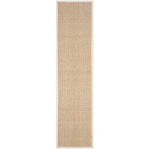 Natural Fiber Beige/Ivory 3 ft. x 16 ft. Border Runner Rug