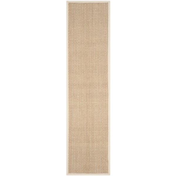 Natural Fiber Natural/Ivory 3 ft. x 10 ft. Border Woven Runner Rug