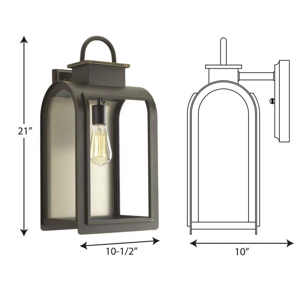Large Bronze Lantern Sconce with Clear Glass