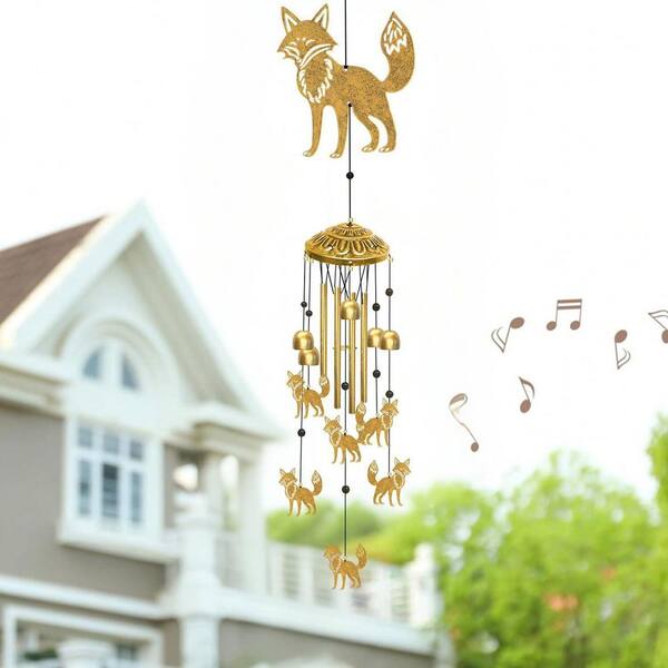 風鈴 HUMANMADE ANIMAL WIND CHIME 5 in. x 38 in. Metal Fox Large Wind Chime for Outside HPFQB2GZ8W