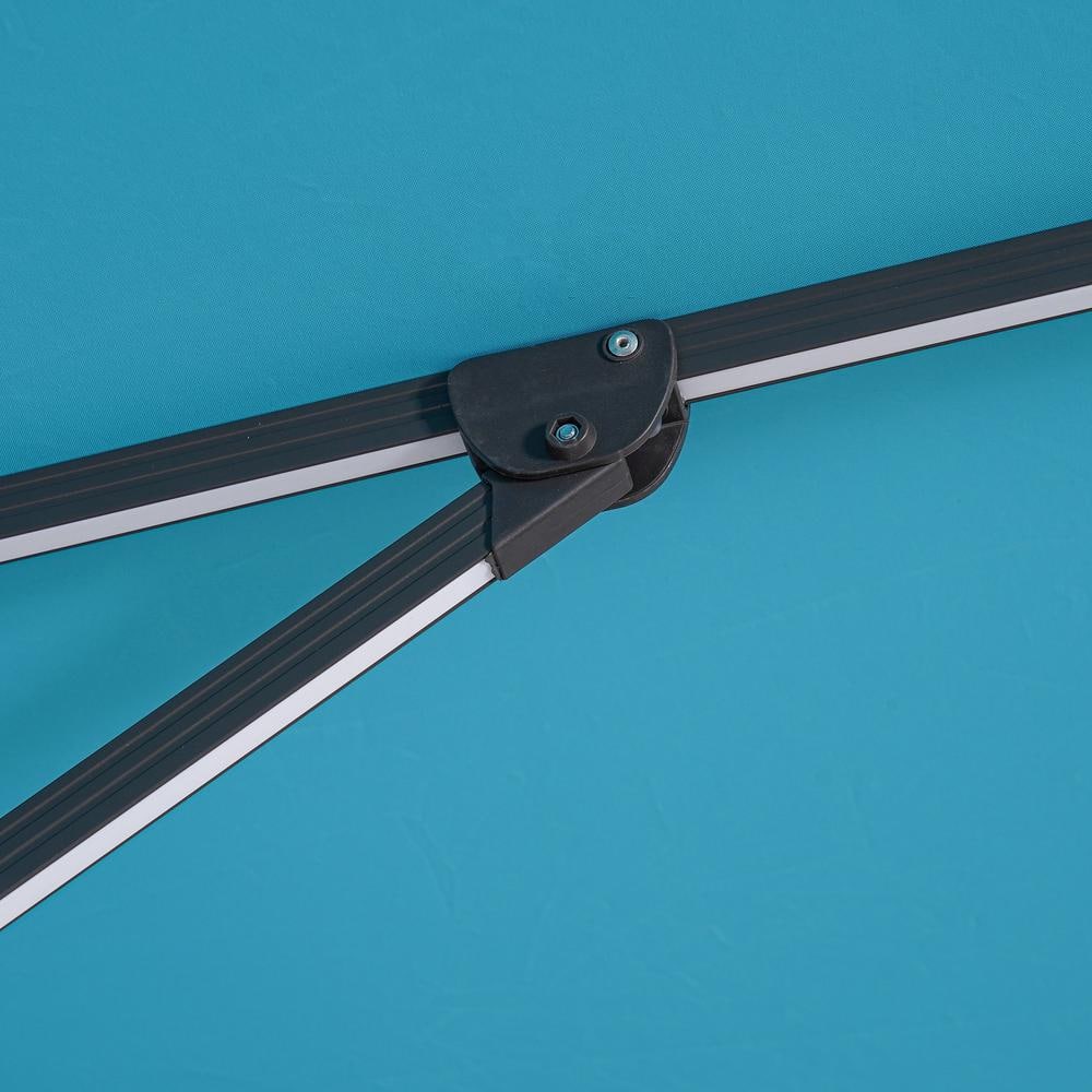 Red 10' Square Cantilever Patio Umbrella with LED Lights