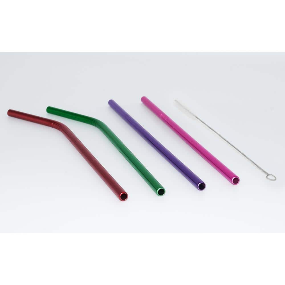 18-Pack Reusable Stainless Steel Straws with Soft Silicone Tips