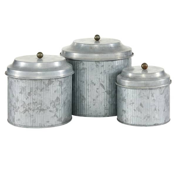 Litton Lane Silver Glass Decorative Jars (Set of 3)