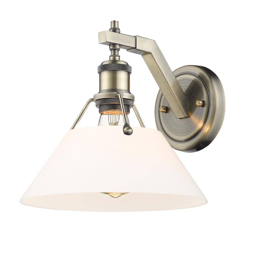 Orwell 10 in. 1-Light Aged Brass and Opal Glass Wall Sconce price history on PriceWatchPro