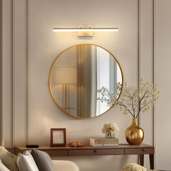 24 in. 24-Watt 1-Light Matte Black and Nickel LED Vanity Light for Mirror and Vanities, Bathroom Wall Sconce