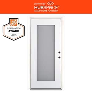 Smart Glass 36 in. x 80 in. Left Hand Inswing 1-Lite Smooth Unfinished Fiberglass Prehung Front Door