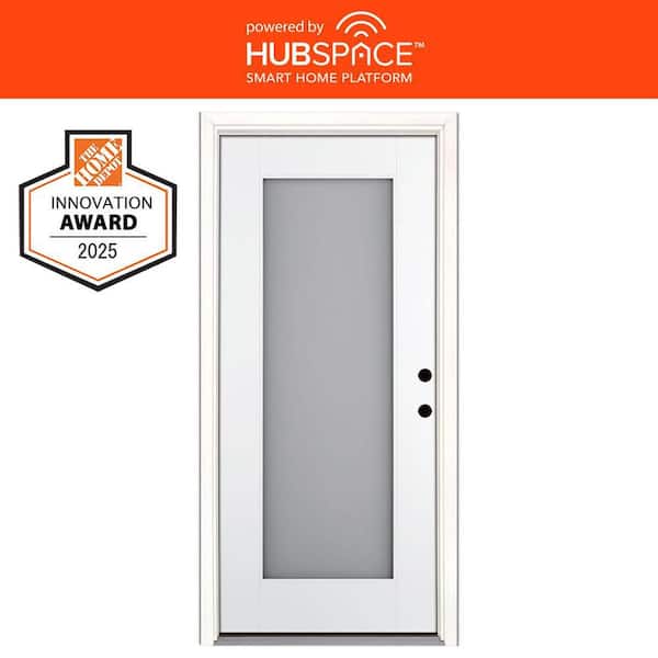 Smart Glass 36 in. x 80 in. Left Hand Inswing 1-Lite Smooth Unfinished Fiberglass Prehung Front Door