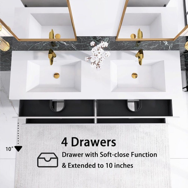 Staykiwi 70.9 in. W x 18.9 in. D x 21.7 in. H Double Sinks Wall