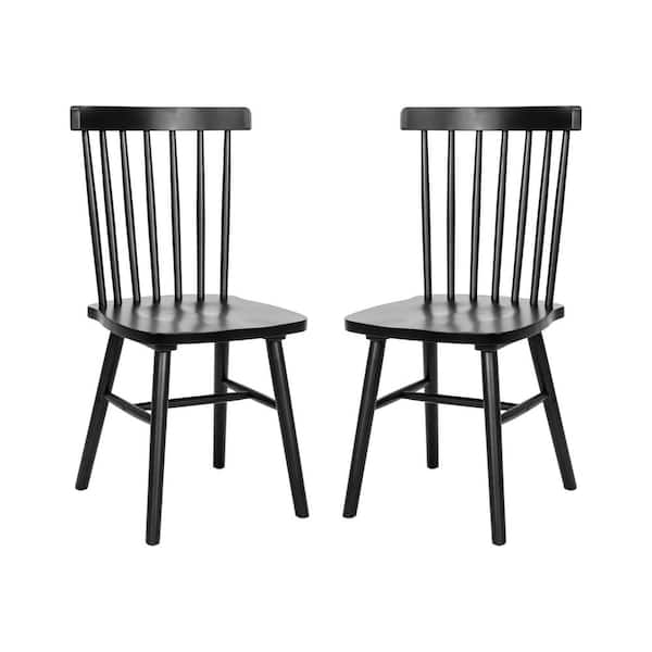 Carnegy Avenue Black Ingrid Commercial Grade Windsor Solid Wood Dining Room Chairs, Modern Armless Restaurant Dining Chairs (Set of 2)
