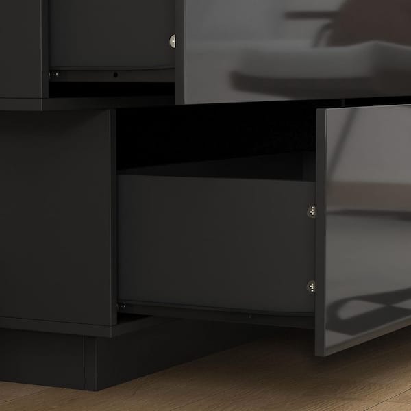 FUFU&GAGA 46.1 in. W x 15.7 in. D x 30.7 in. H High Gloss Black