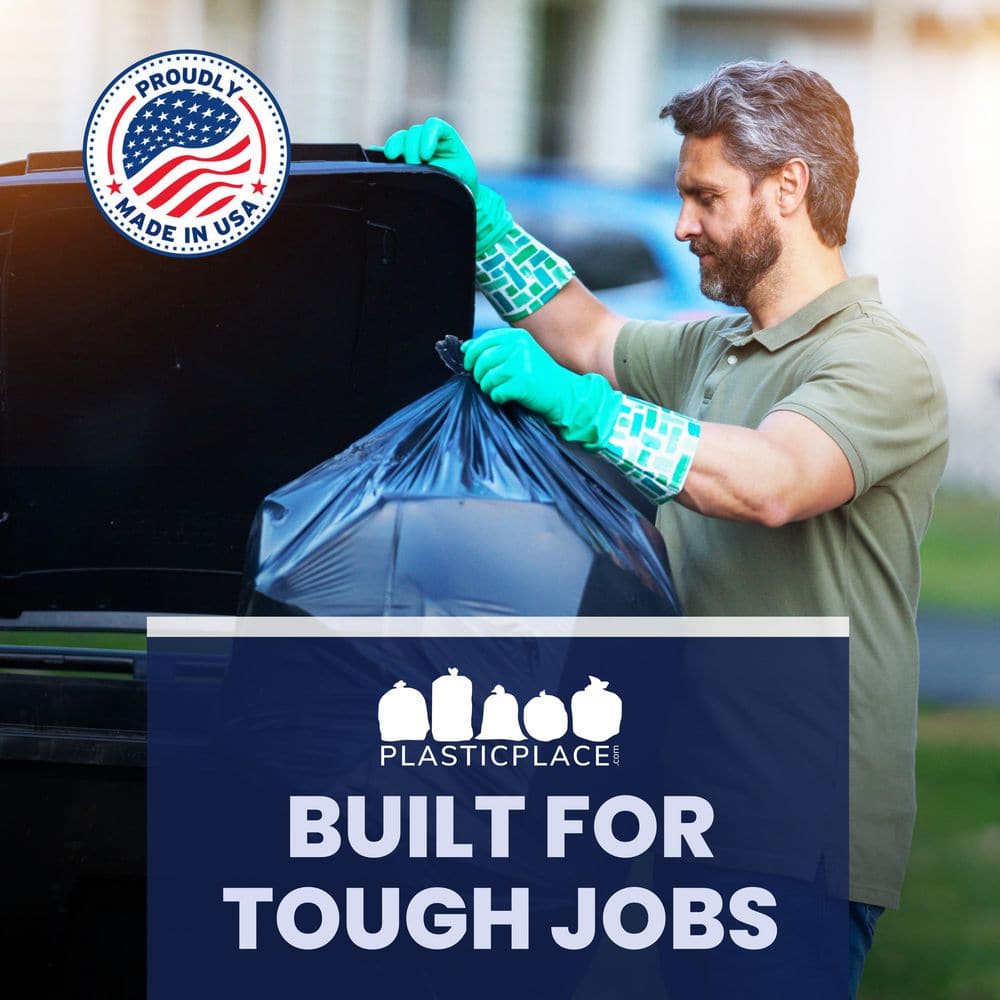 Heavy-Duty Black 60-Gallon Contractor Trash Bags with Tie Closure