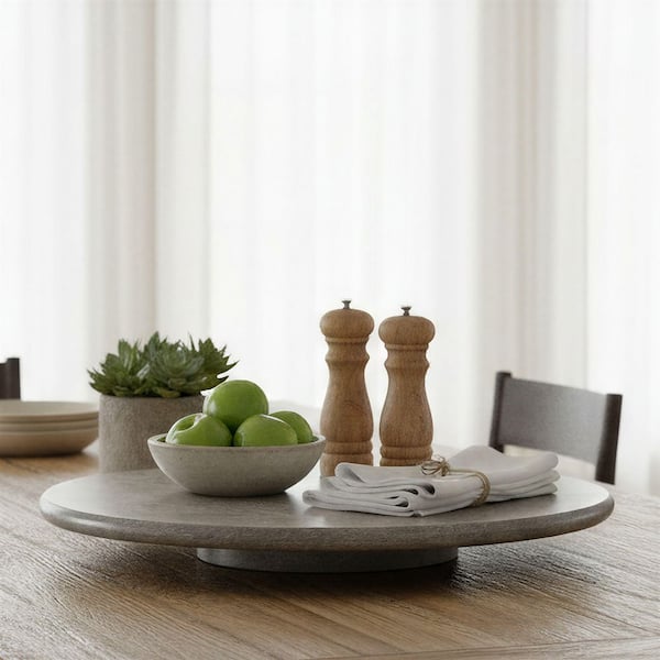 Pietra 14 in. Black Marble Lazy Susan