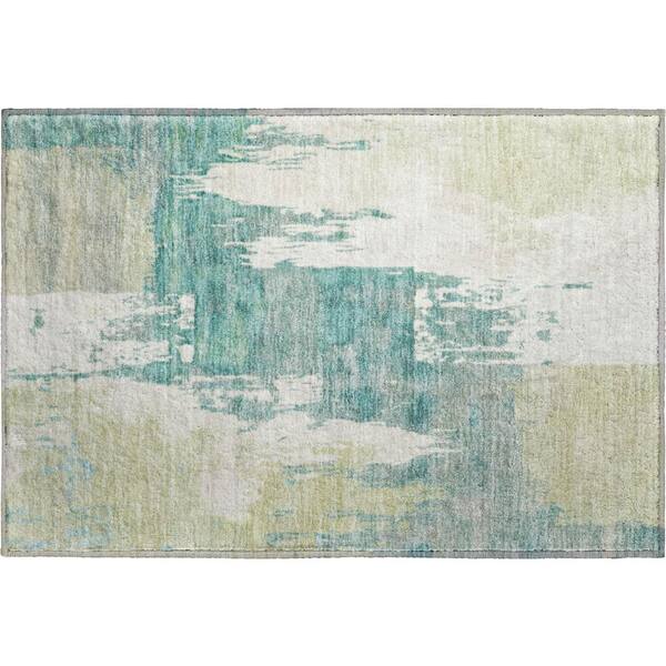 Mayfield Premium Machine Washable Abstract AMF2347 Aloe 2 ft. x 3 ft. Accent Rug
