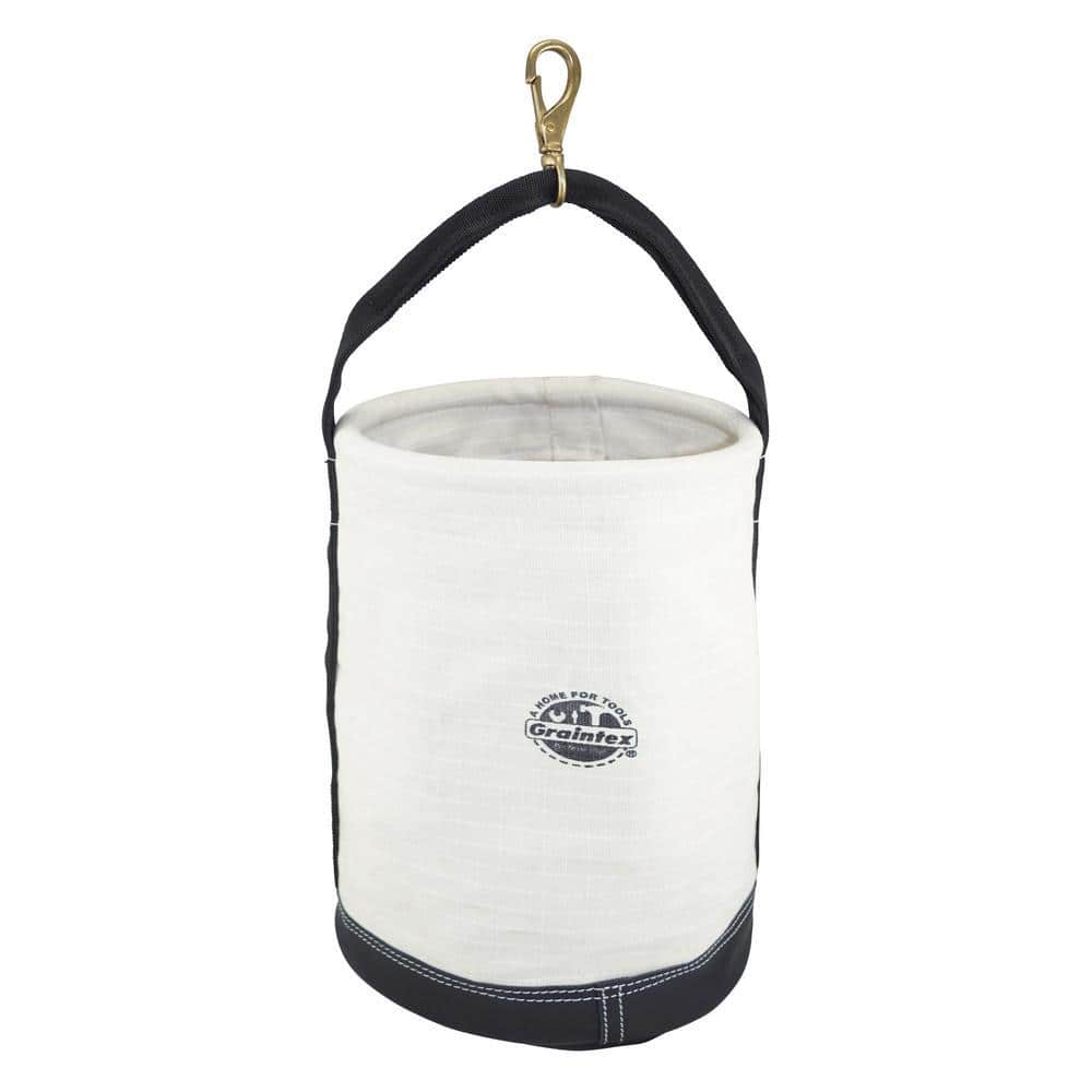 Tool Catching Bucket Graintex 12 in. 1-Pocket Utility Tool Bucket in White with Hook CB2344 ...