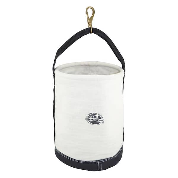 12 in. 1-Pocket Utility Tool Bucket in White with Hook