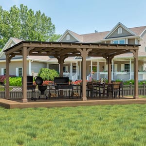 20 ft. W x 10 ft. D Cedar Wood Gazebo Outdoor with Hard Top Steel Roof