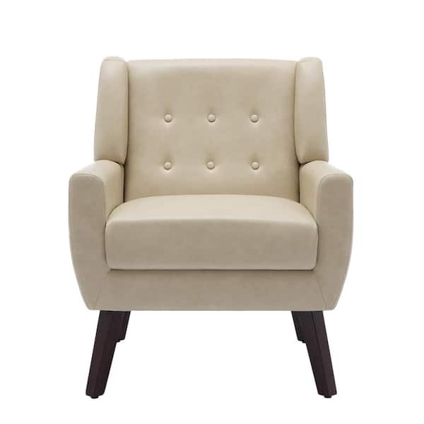 Uixe Cream PU Leather Upholstery Arm Chair (Set of 1)