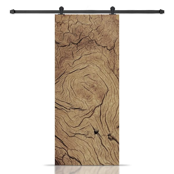 CALHOME 24 in. x 96 in. Artisan Print Series Wood Grain MDF Modern Interior Sliding Barn Door with Hardware Kit