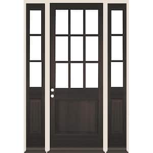 64 in. x 96 in. Right Hand 9-Lite with Beveled Glass Black Stain Douglas Fir Prehung Front Door Double Sidelite