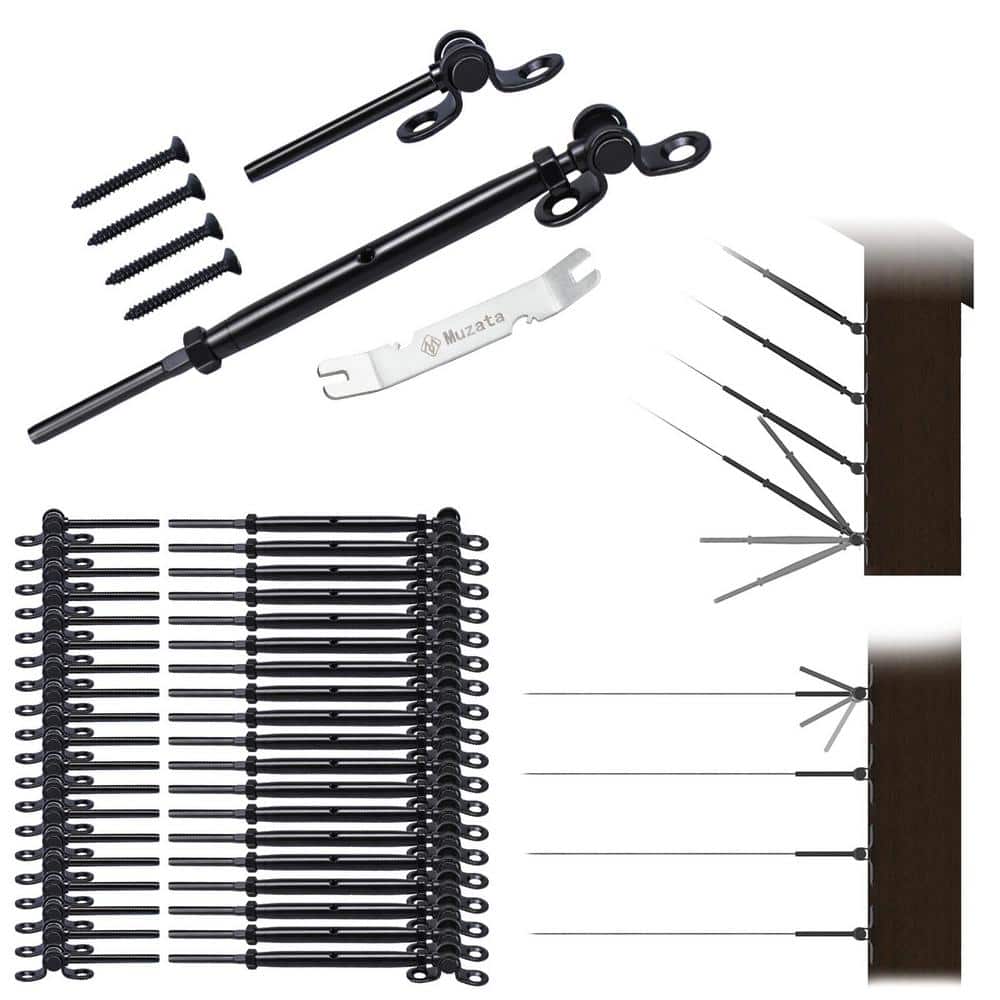 20-Pair Black Cable Railing Kit with 1/8 in. Swage Toggle Turnbuckles, T316