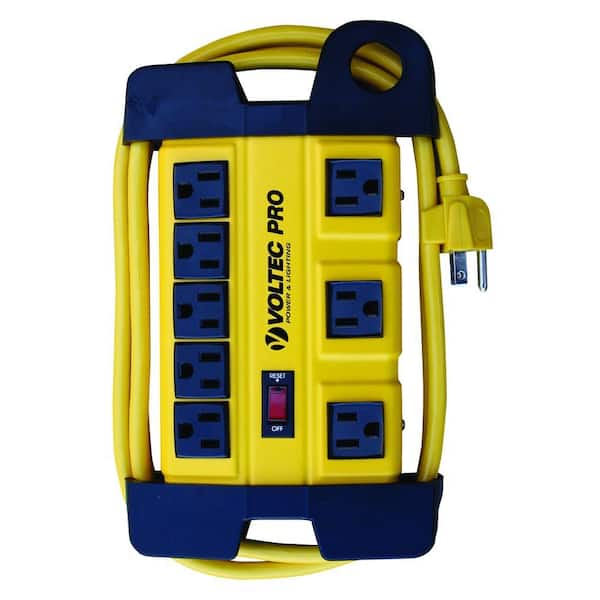 Voltec 6 ft. 14/3 SJT 1050-Joules 8-Outlet HD Power Station - Yellow
