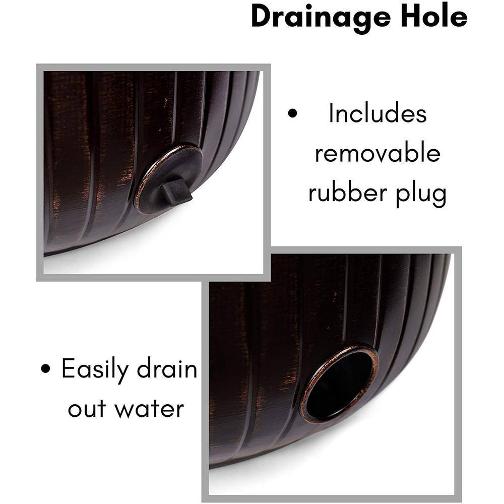 Distressed Bronze Steel Water Hose Pot with Removable Post
