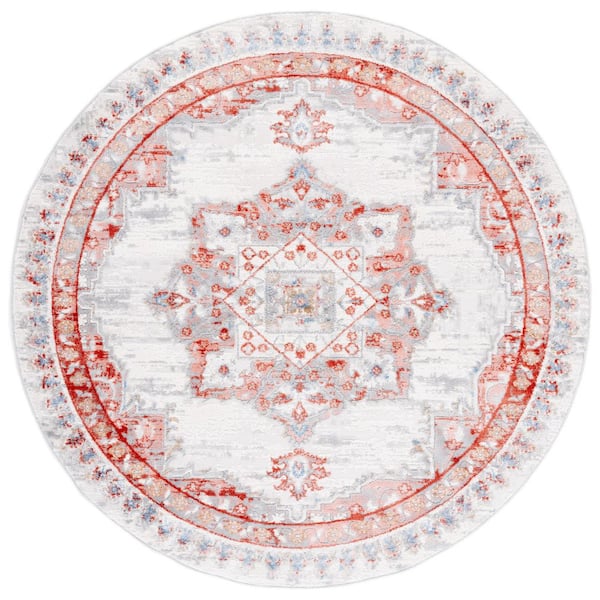 Rust And Ivory Check Rug SAFAVIEH Shivan 7 ft. x 7 ft. Ivory/Rust Medallion Distressed Round ...