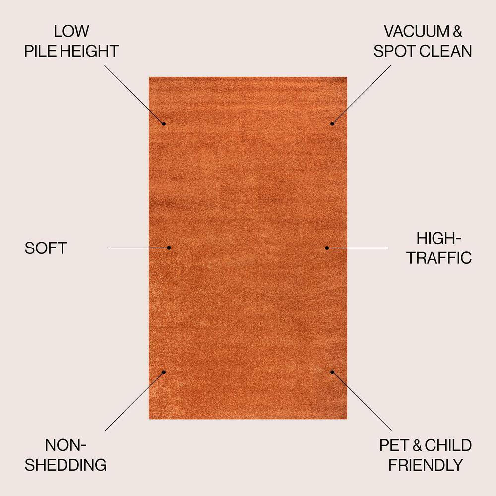 Haze Solid Orange Synthetic 10' x 14' Reversible Area Rug