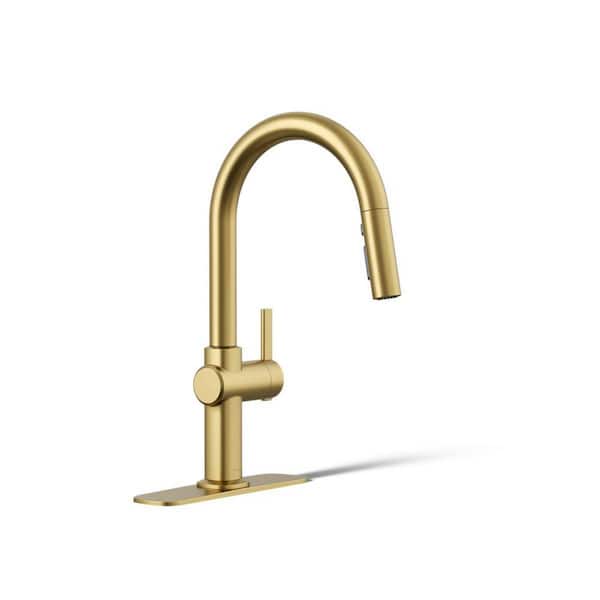 KOHLER Clarus Touchless Single Handle Pull Down Sprayer Kitchen Faucet in Vibrant Brushed Moderne Brass