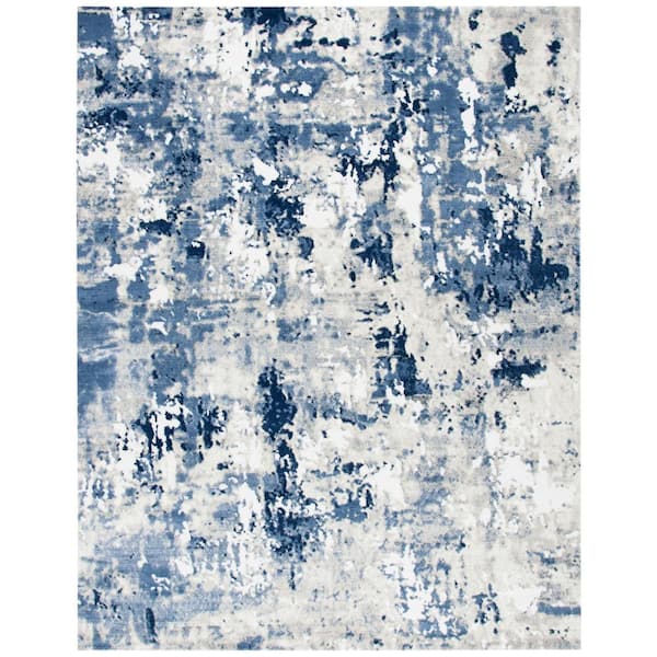 SAFAVIEH Skyler Gray/Navy 8 ft. x 10 ft. Abstract Distressed Area Rug