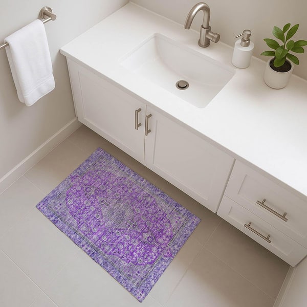 Mayfield Premium Machine Washable Abstract AMF1651 Purple 2 ft. x 3 ft. Area Rug
