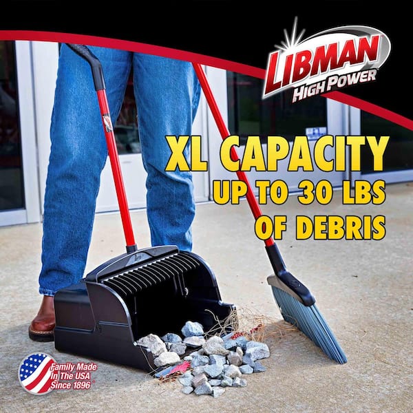16 in. High Power Large Scoop Upright Dustpan with Steel Handle