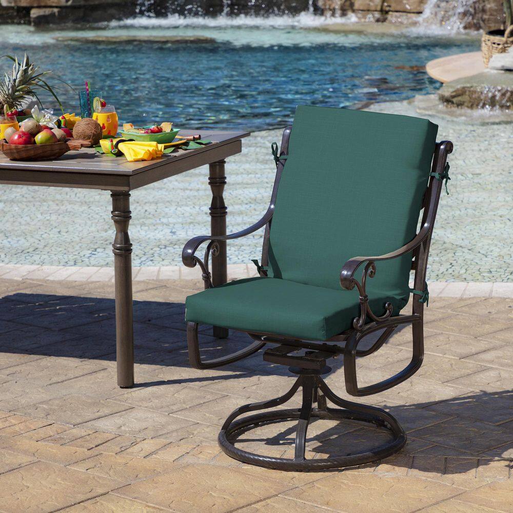 Peacock Blue Polyester Outdoor Dining Chair Cushion 20 x 44