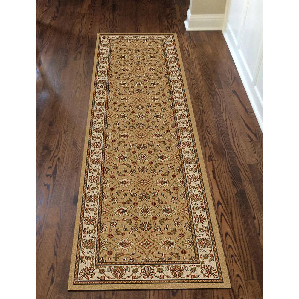 Como Traditional Beige Synthetic 2x8 Runner Rug