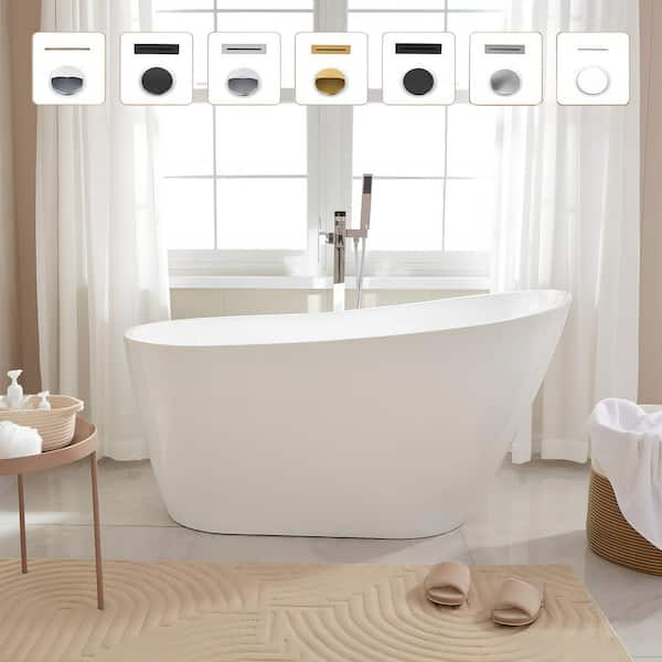 Bourges 55 in. Acrylic Flatbottom Soaking Bathtub in White/Matte Black